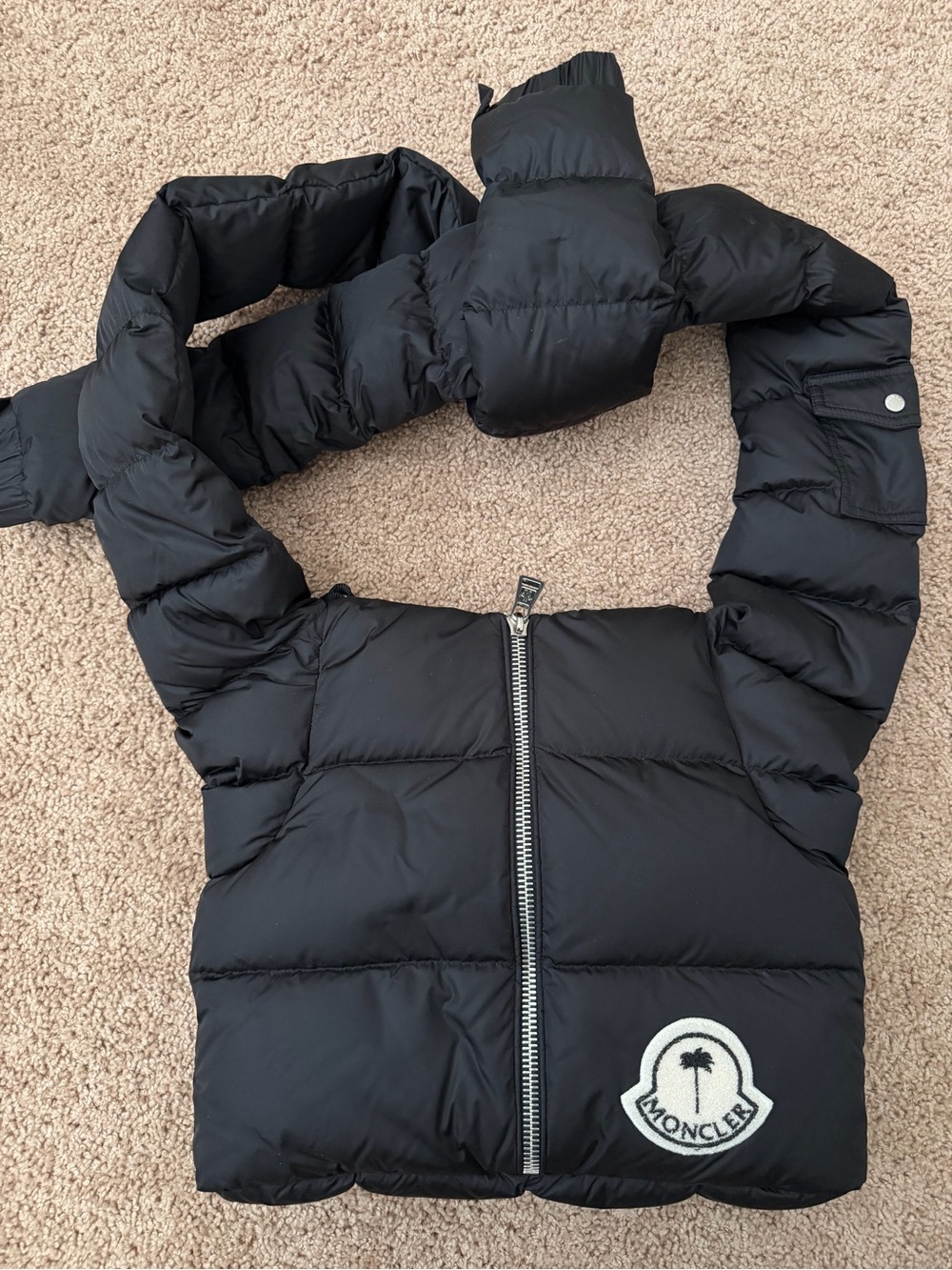 Moncler /palm angels collaboration Black Puffer Coat bag with Logo Patch